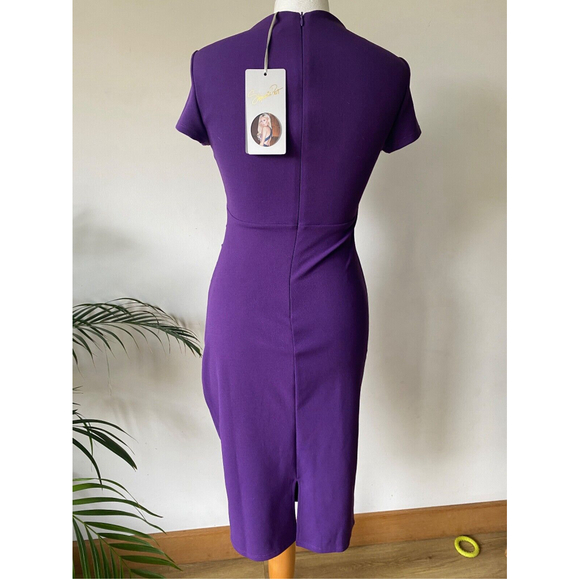 Stephanie Pratt Purple Bodycon Dress Size 10 - Picture 3 of 3